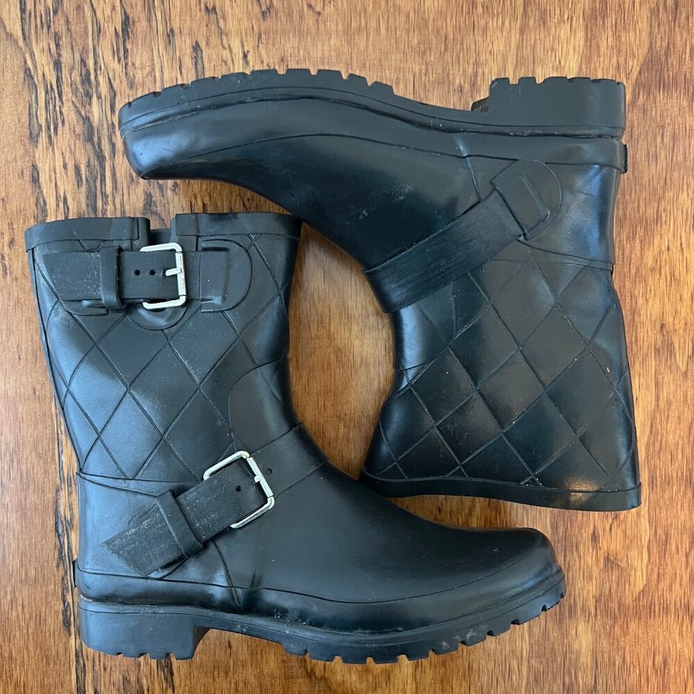 Sperry Top-Sider Rain Boots, Black Rubber, Waterproof,  Size 8, EC!